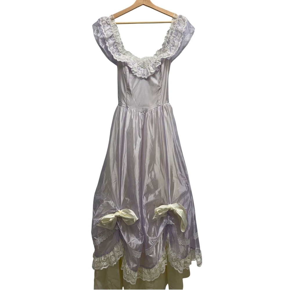 Vintage Gunne Sax Jessica McClintock Lavender Lace Prom Dress Gown Size 11